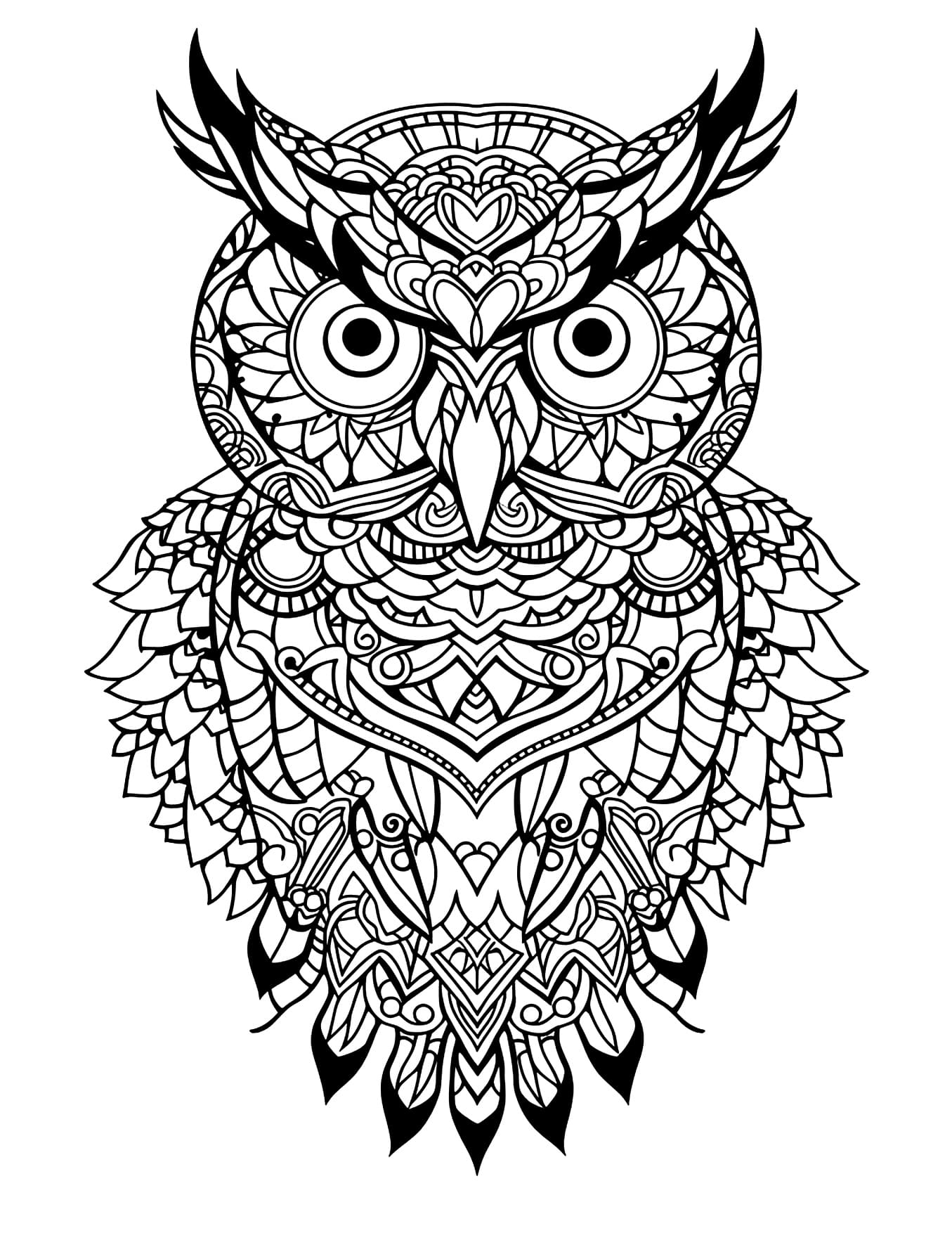 Desenho Coruja Mandala Animal Para Colorir Imprimir PDF