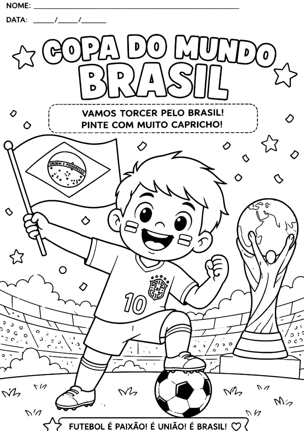 Bandeira do Brasil Copa 2026 Para Colorir Imprimir PDF