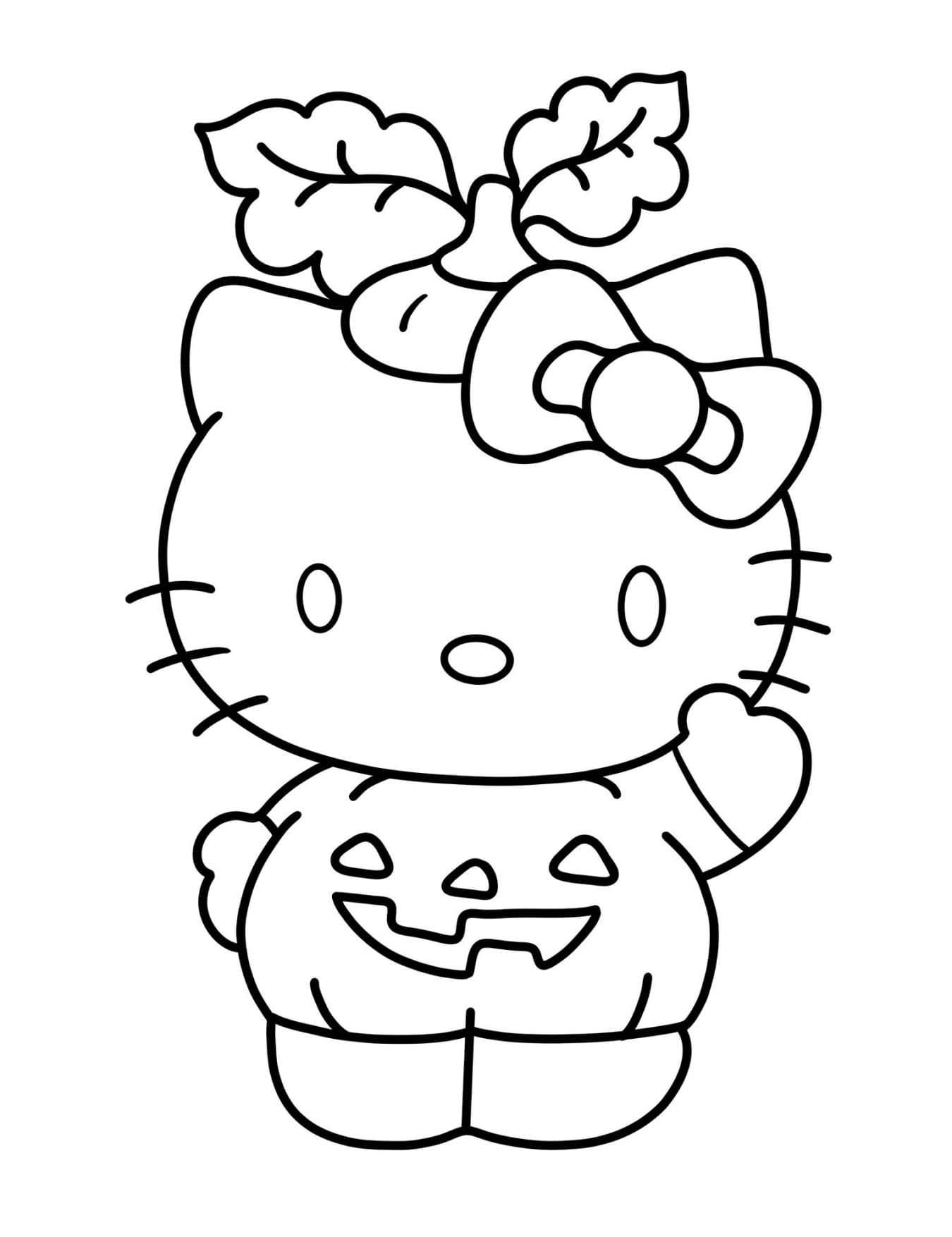 Desenho Hello Kitty Halloween Para Colorir e Imprimir PDF