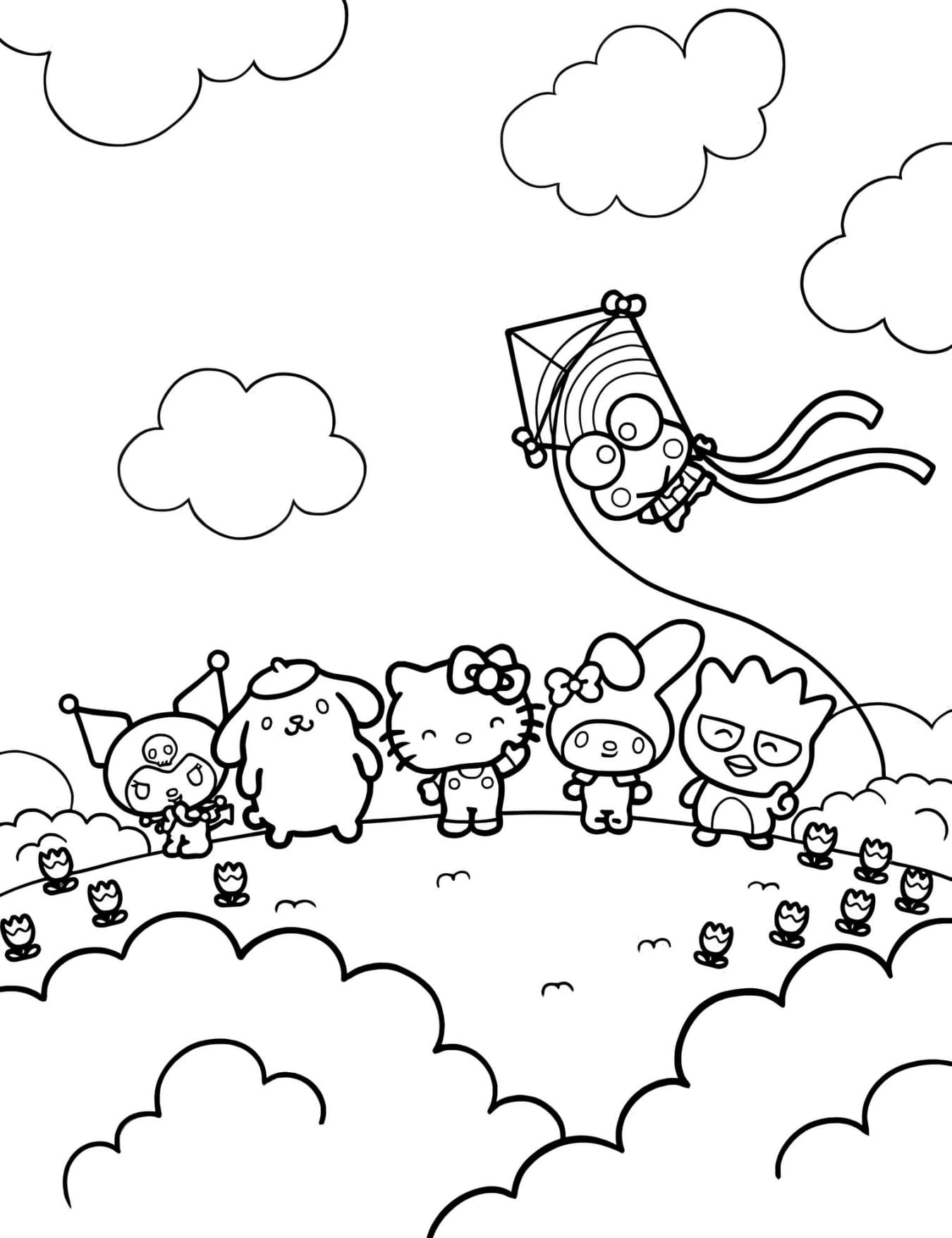 Desenho Turma da Hello Kitty Para Colorir e Imprimir PDF