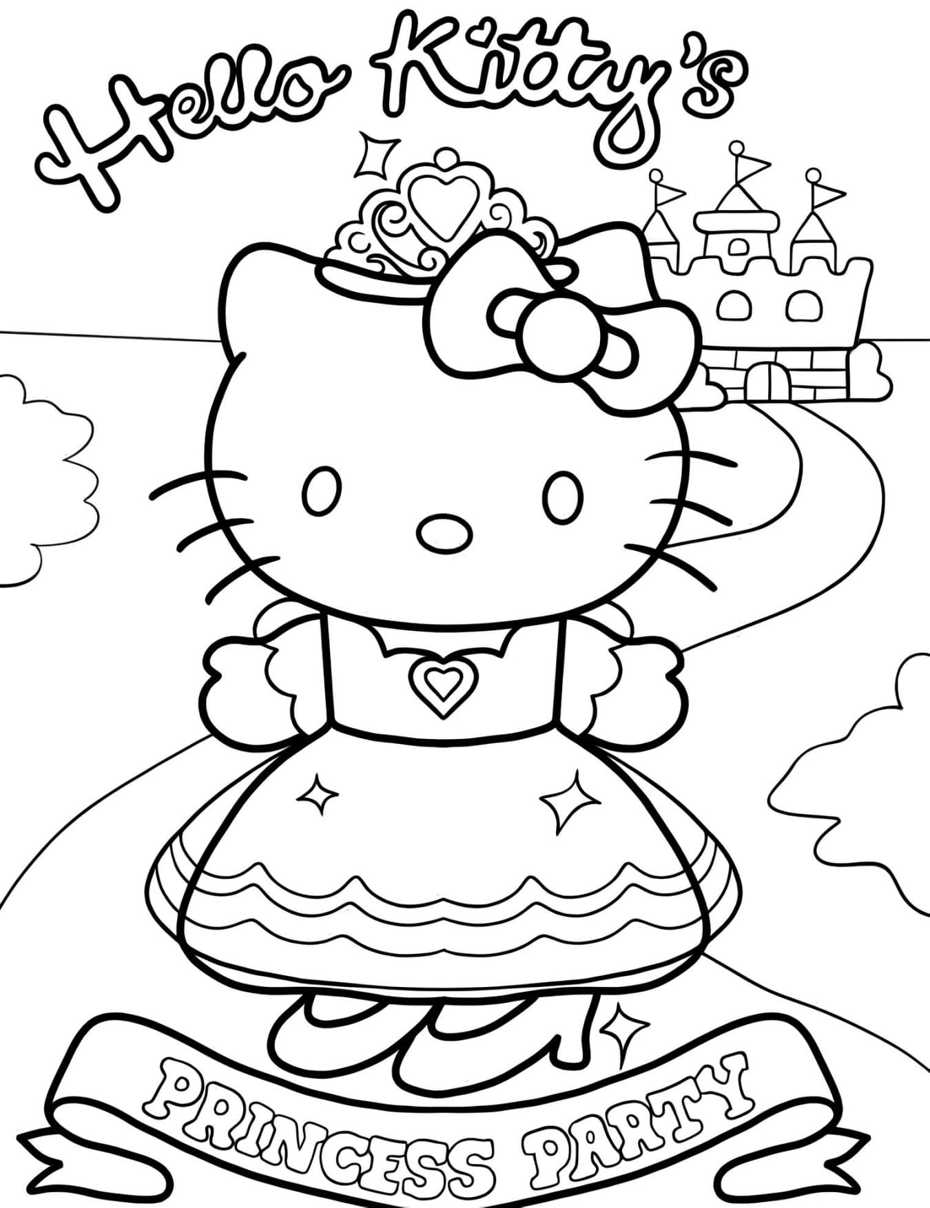 Desenho Princesa Hello Kitty Para Colorir e Imprimir PDF