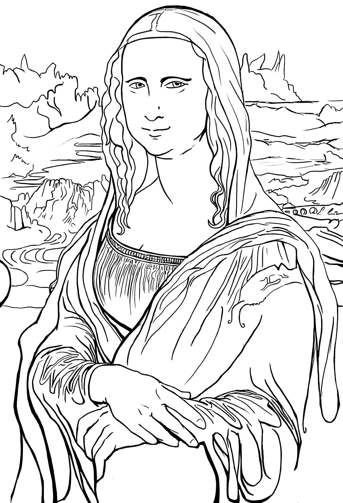 Desenho da Monalisa Para Colorir Imprimir PDF