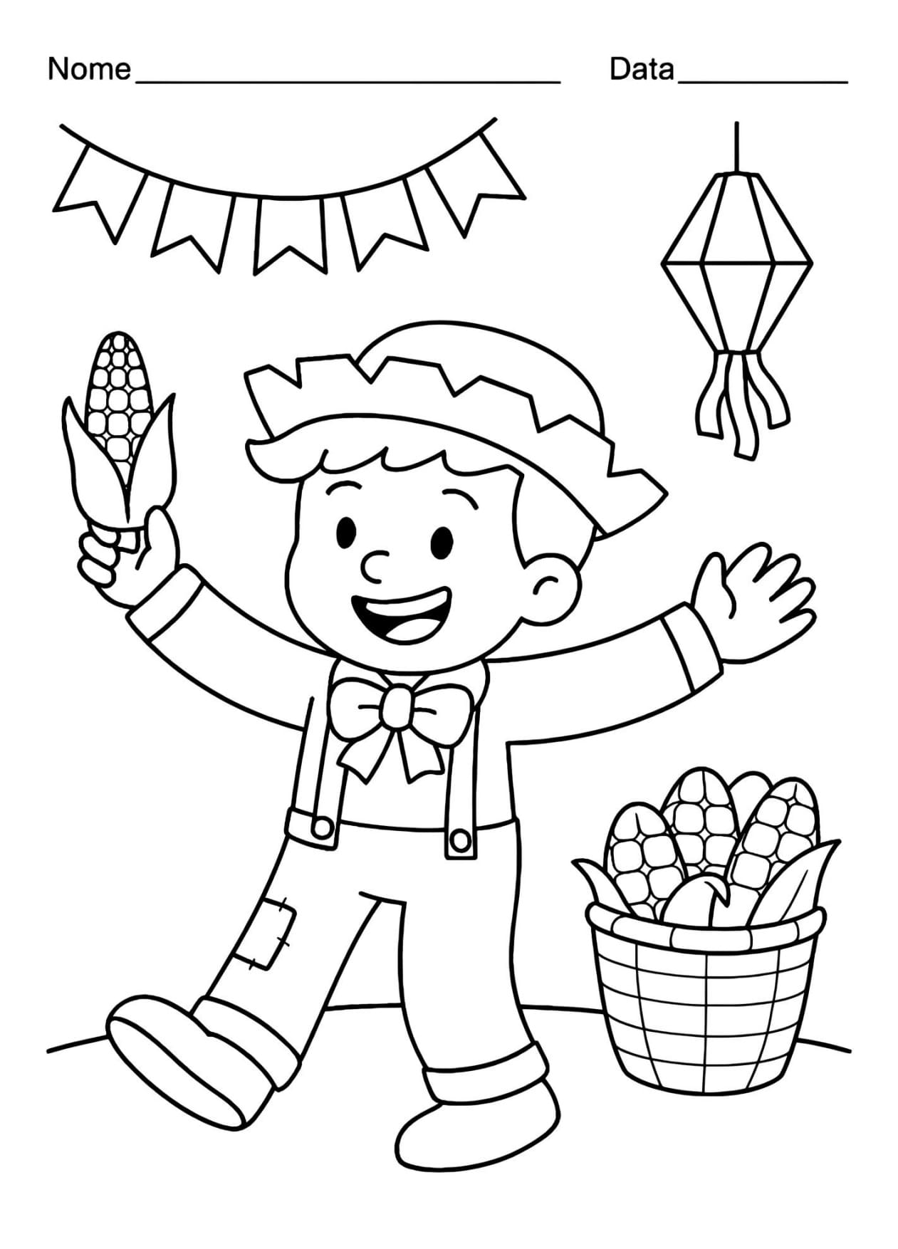Desenho de Festa Junina Para Colorir e Pintar Imprimir PDF