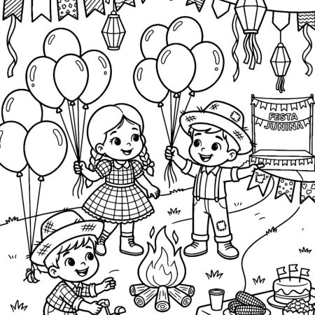 Desenho de Festa Junina Para Colorir e Pintar Imprimir PDF