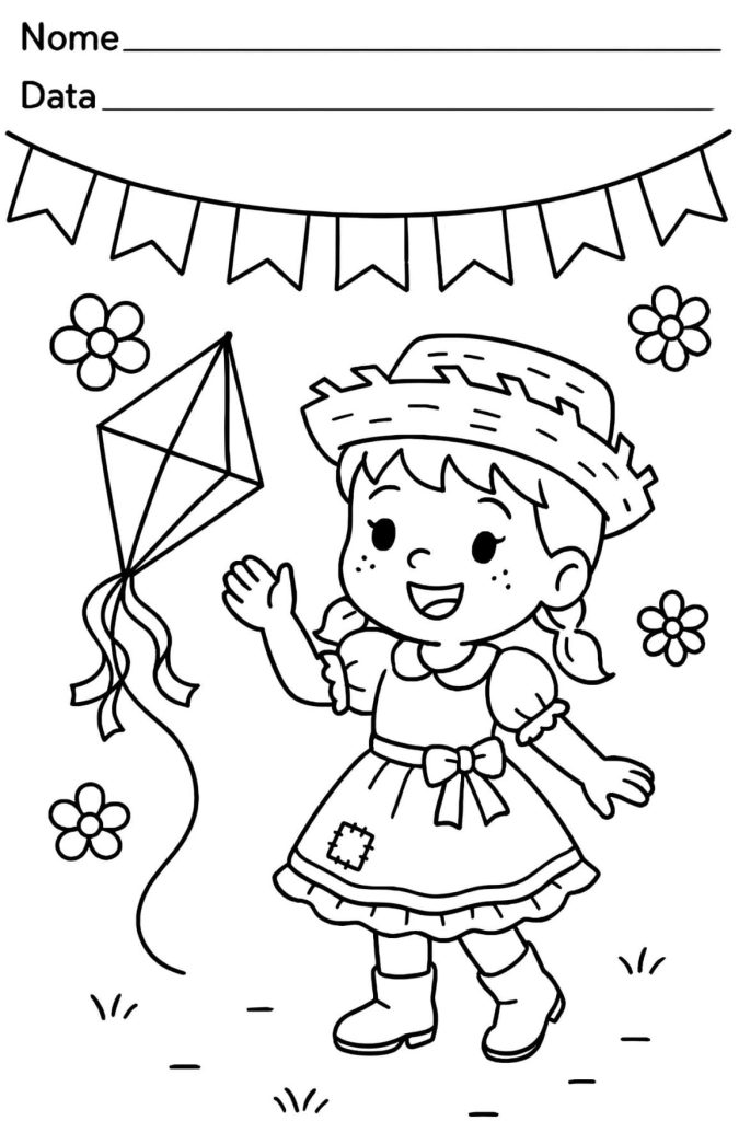 Desenho de Festa Junina Para Colorir e Pintar Imprimir PDF