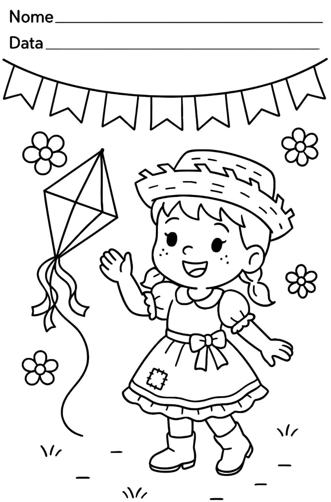 Desenho de Festa Junina Para Colorir e Pintar Imprimir PDF