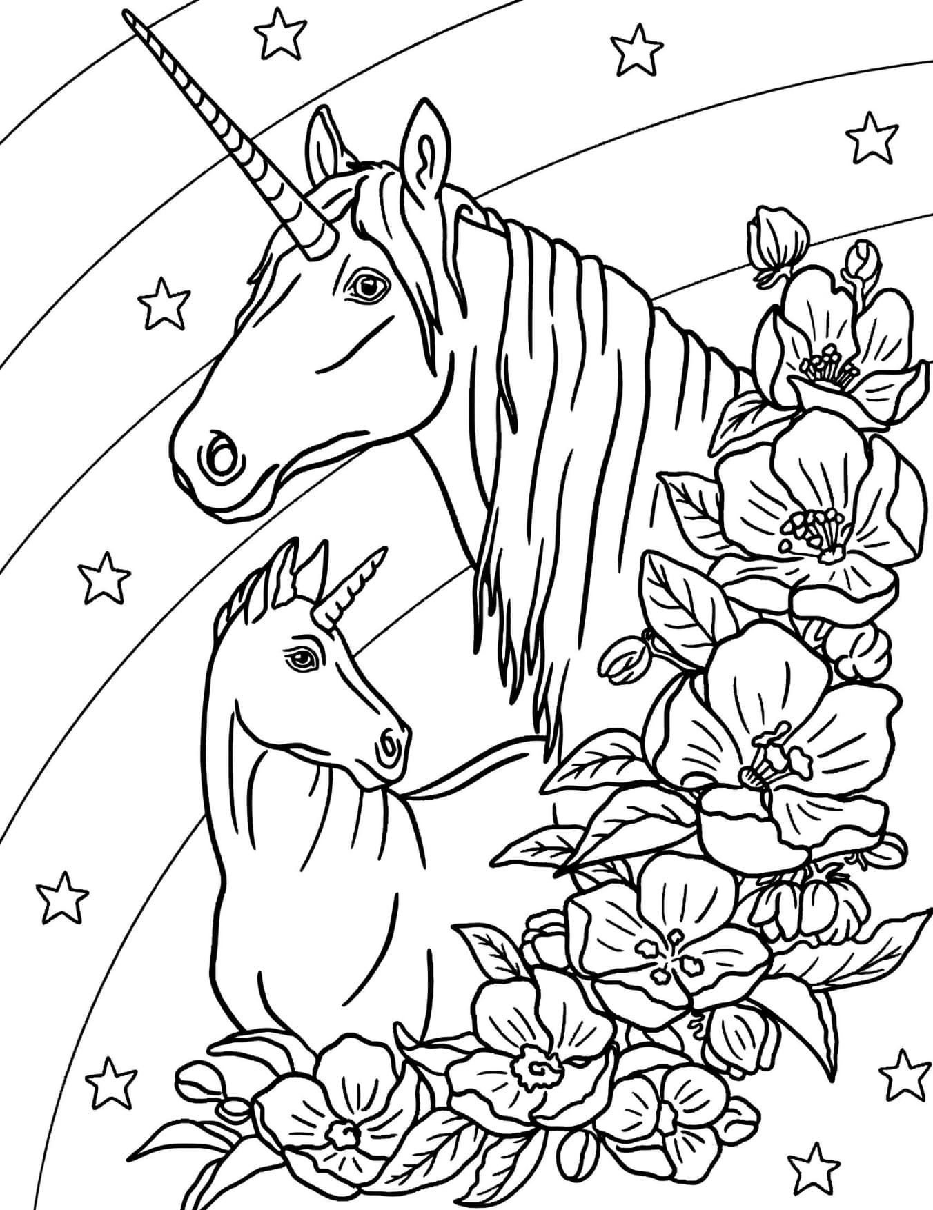 Desenho de Unicórnio Para Colorir e Pintar Imprimir PDF