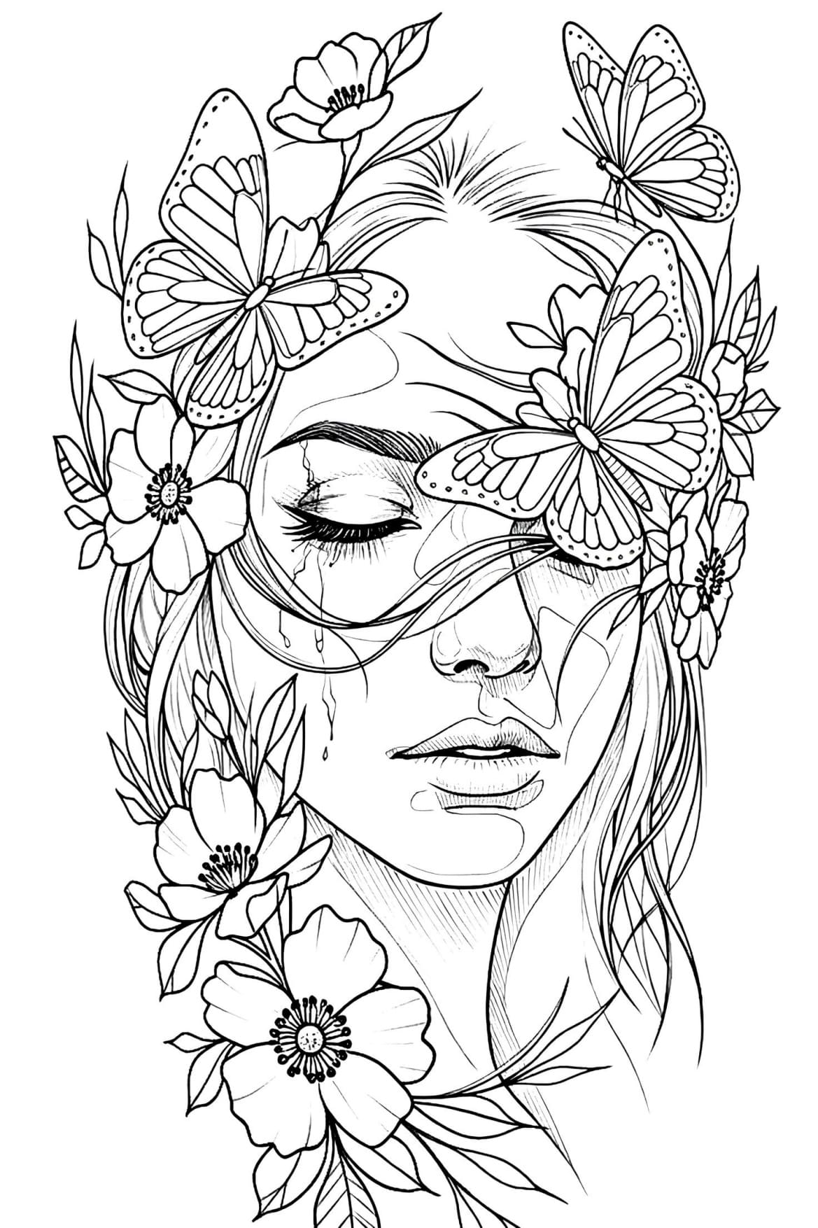 Desenho Linda Mulher Fantasy Para Colorir Imprimir PDF