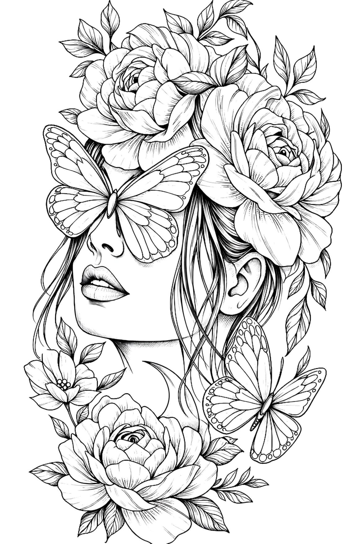 Desenho Linda Mulher Fantasy Para Colorir Imprimir PDF
