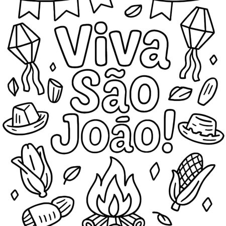 Desenho de Festa Junina Para Colorir e Pintar Imprimir PDF