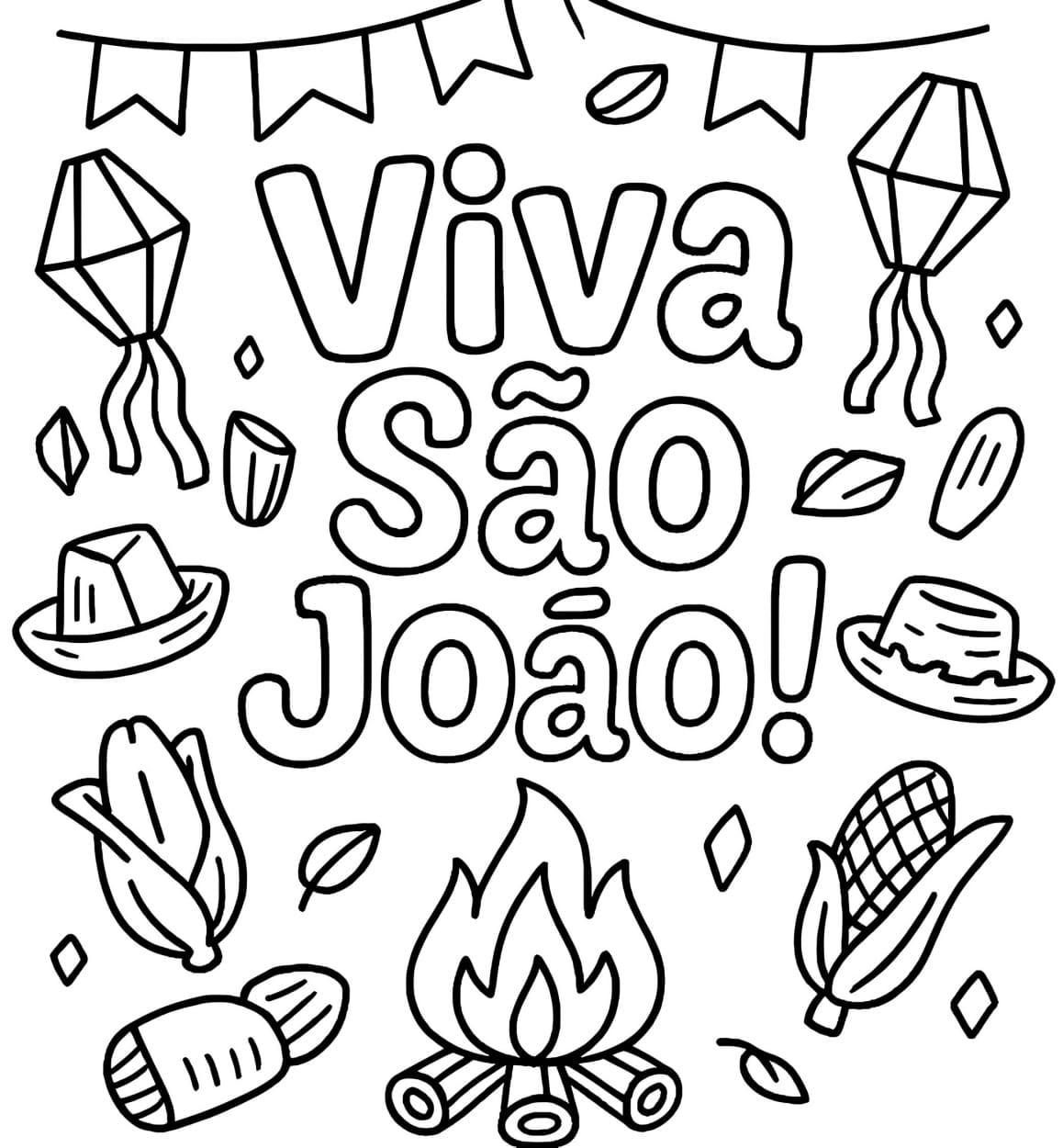 Desenho de Festa Junina Para Colorir e Pintar Imprimir PDF