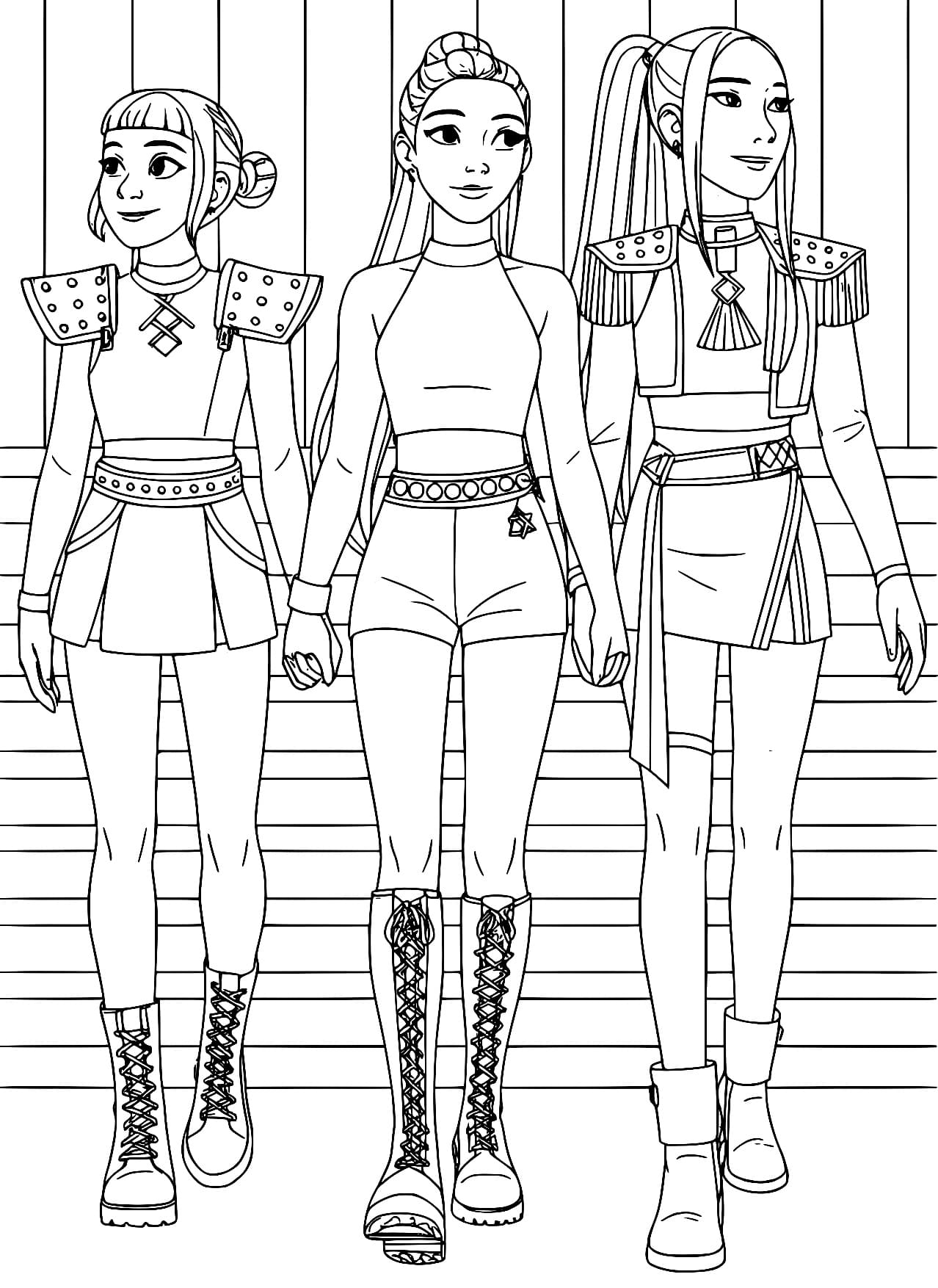 Desenho Guerreiras do Kpop Para Colorir Imprimir PDF