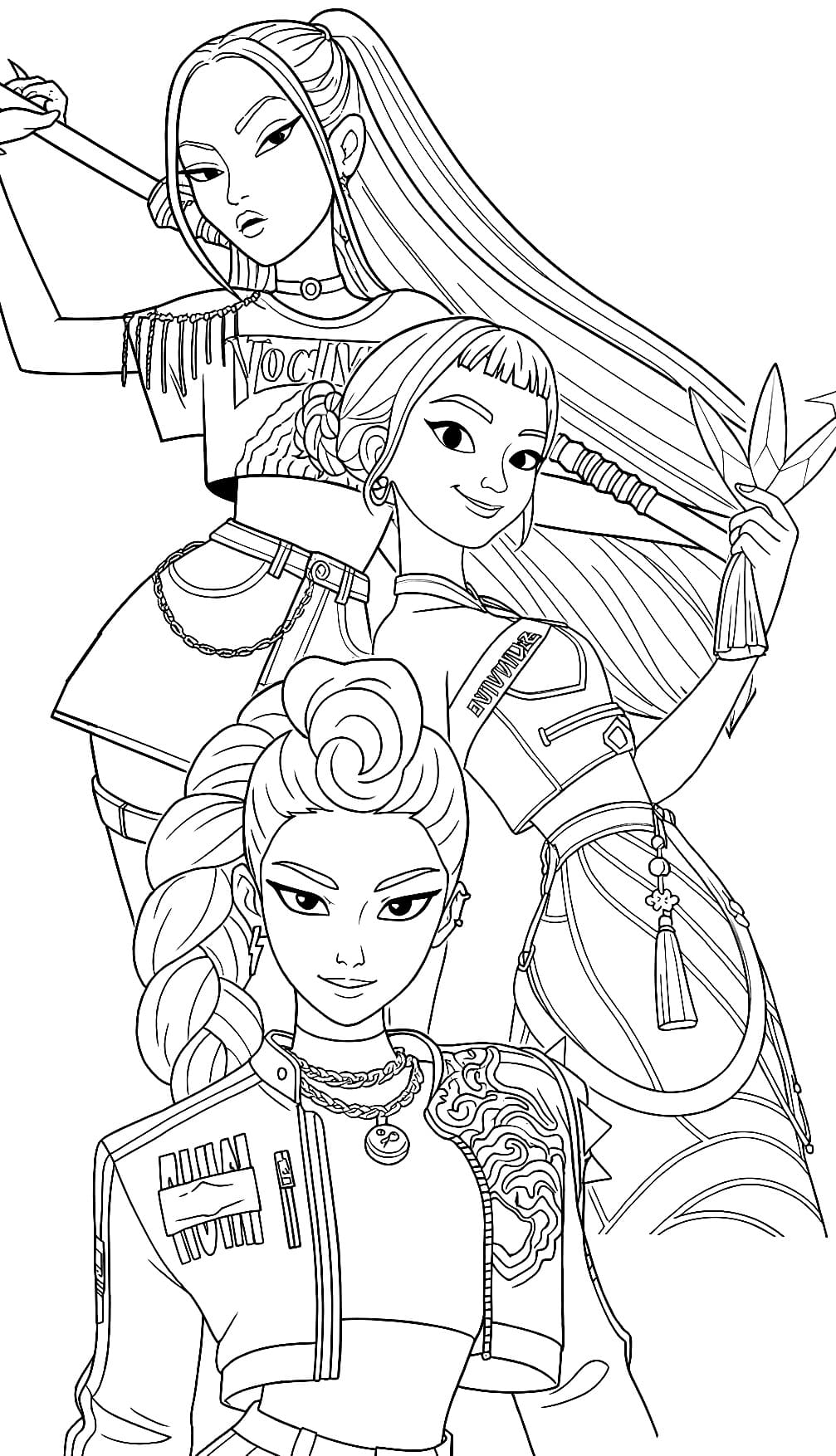 Desenho Guerreiras do Kpop Para Colorir Imprimir PDF