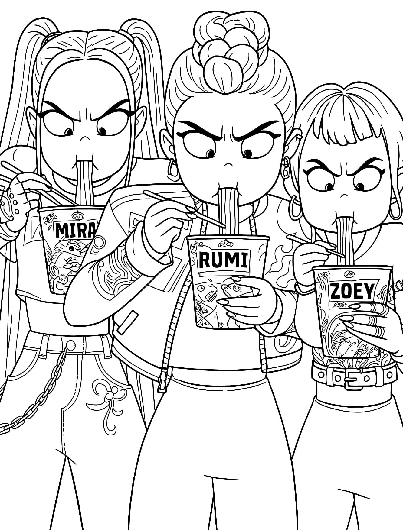 Desenhos das Guerreiras do Kpop Para Colorir Imprimir PDF