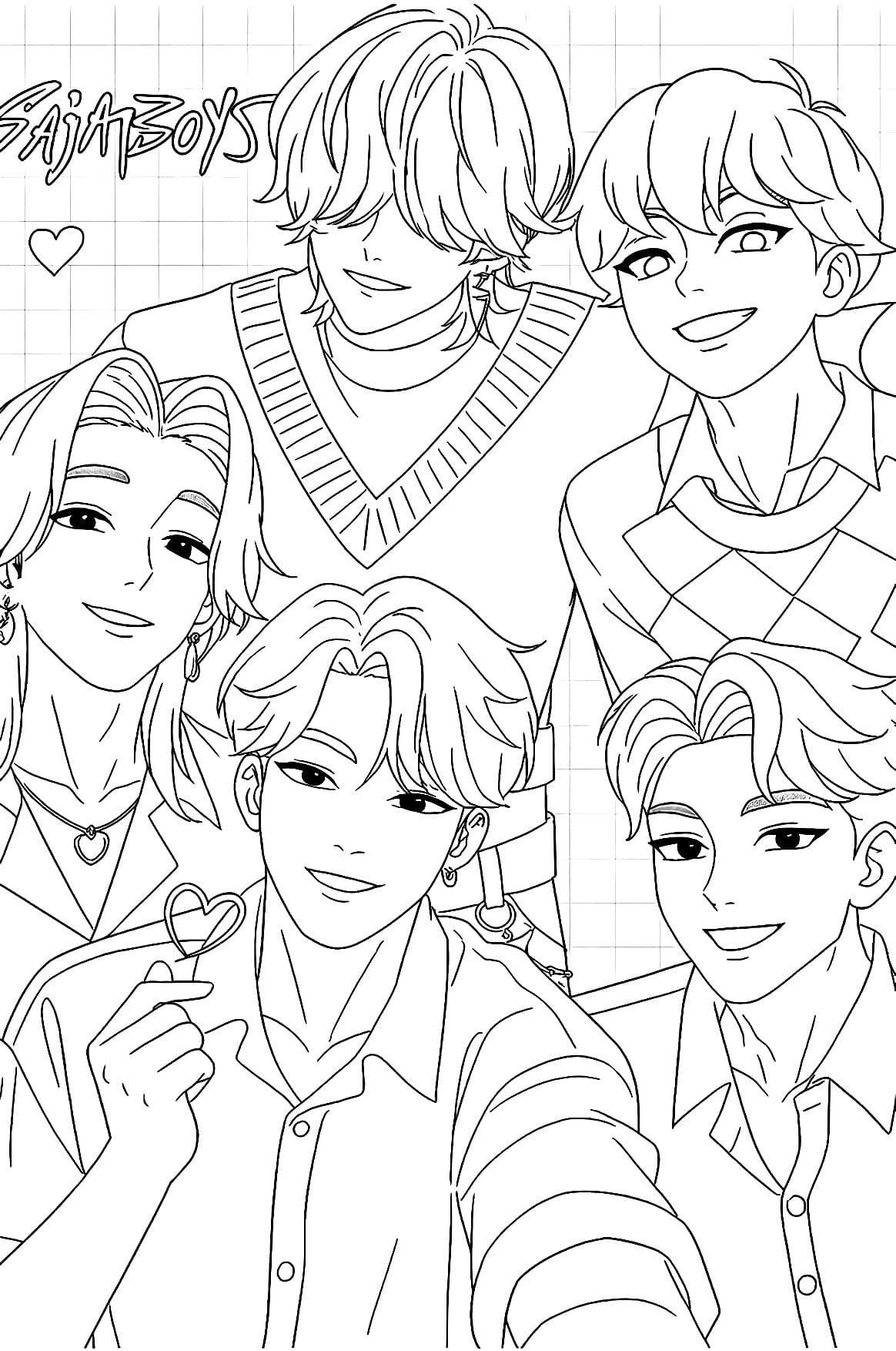 Guerreiras do Kpop Saja Boys Para Colorir Imprimir PDF