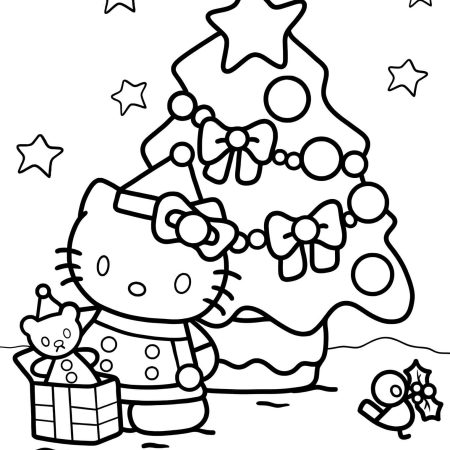 Desenho Hello Kitty Natal Para Colorir e Imprimir PDF