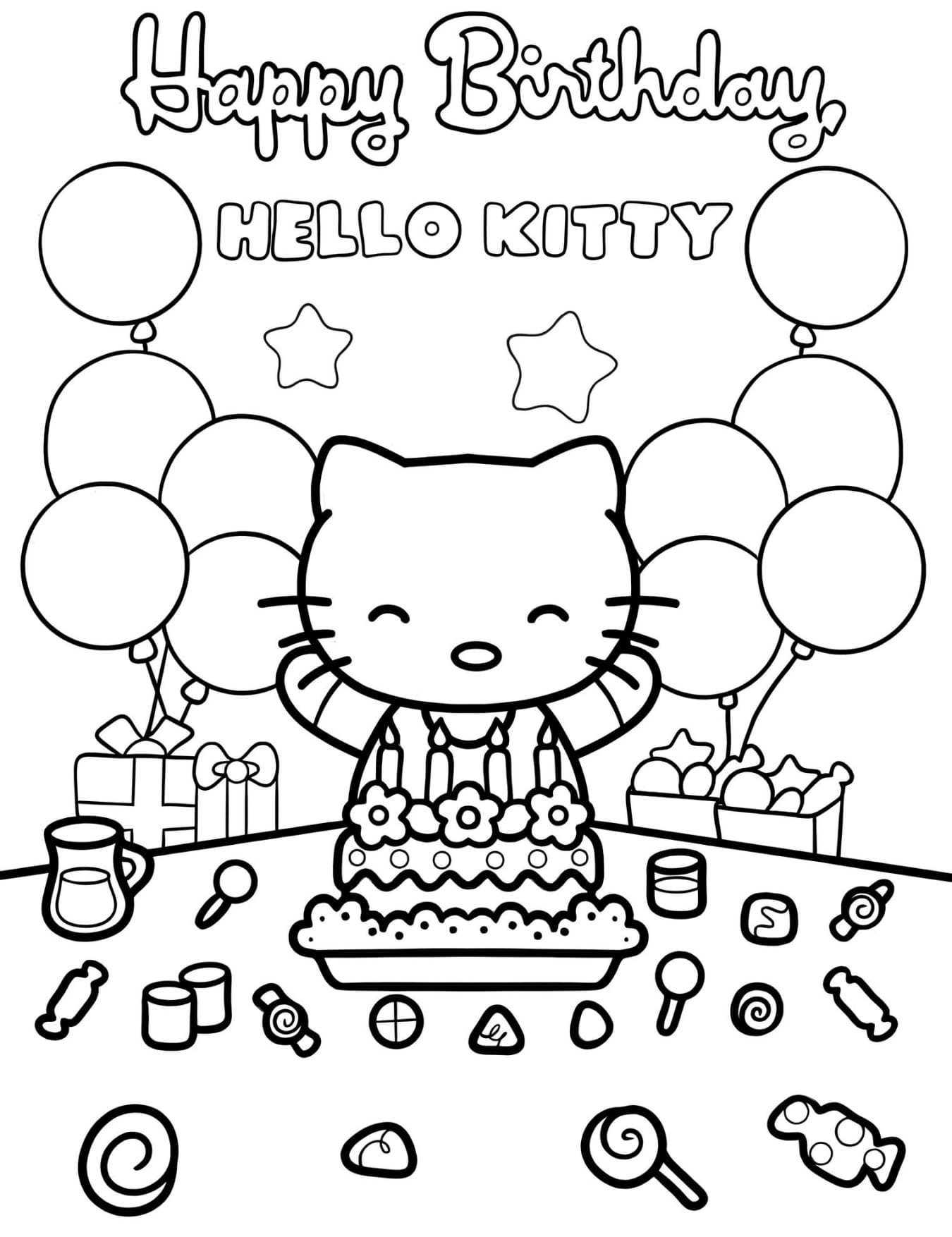 Desenhos da Hello Kitty Para Colorir e Imprimir PDF
