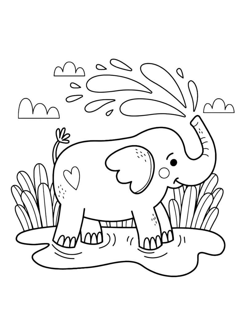 Elefante Fofo Desenhos Para Imprimir e Colorir PDF