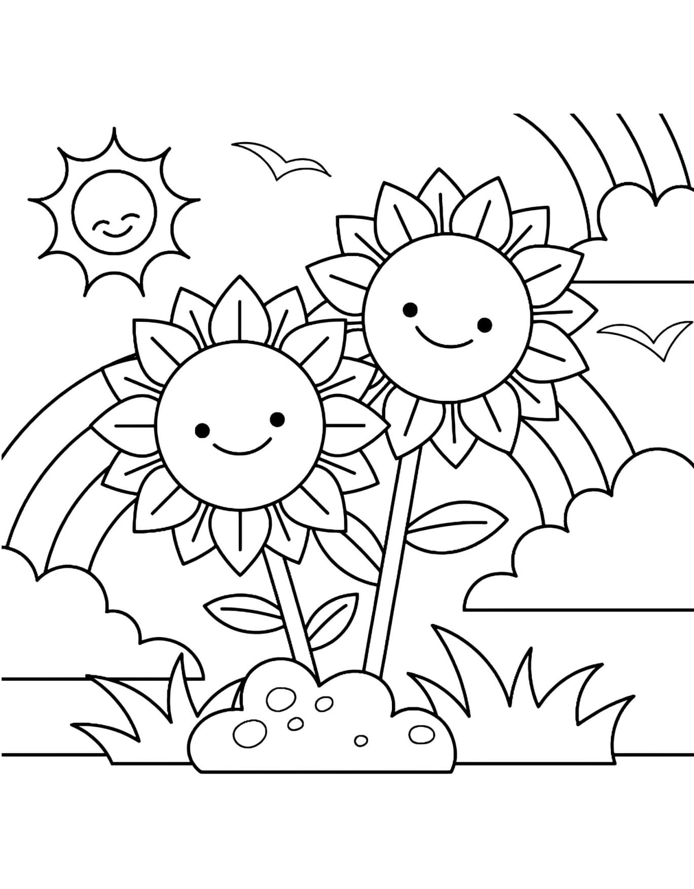 Desenhos Para Imprimir e Colorir PDF Flores Fofas
