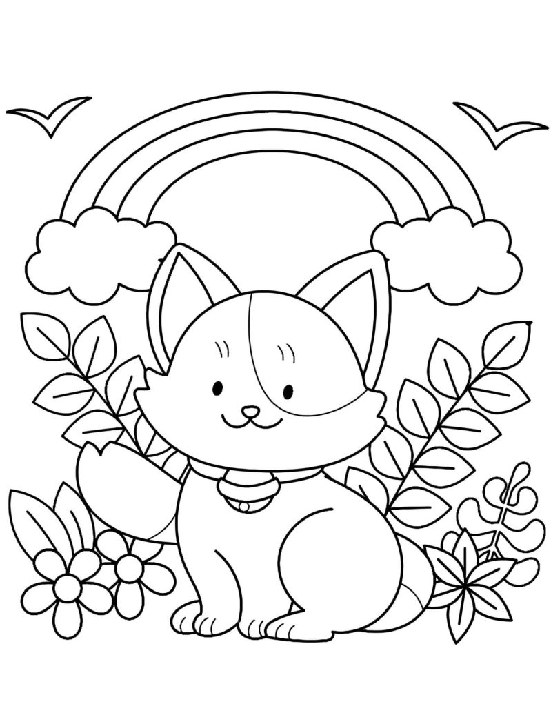 Raposa Arco-íris Desenhos Para Imprimir e Colorir PDF