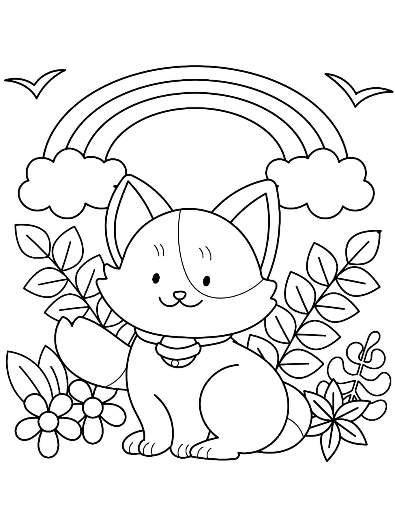 Raposa Arco-íris Desenhos Para Imprimir e Colorir PDF