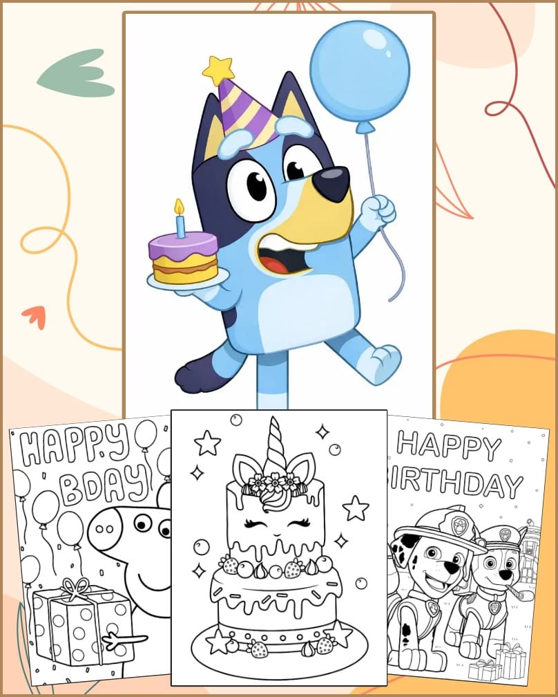 Desenhos de Aniversário Infantil Para Colorir Imprimir PDF