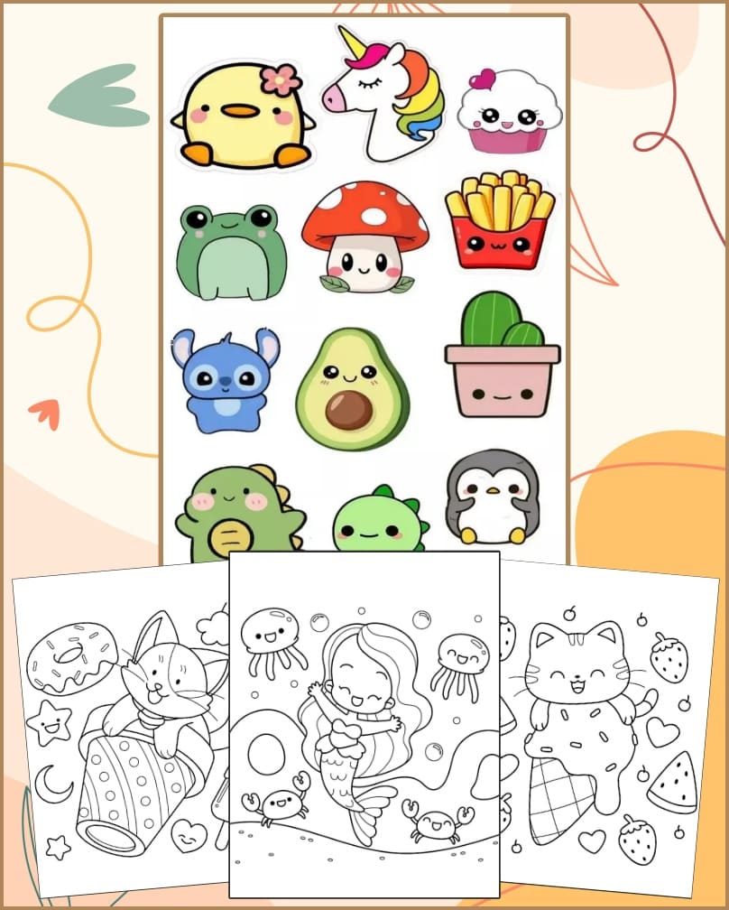 Desenhos Kawaii Fofos Para Colorir Imprimir PDF Grátis