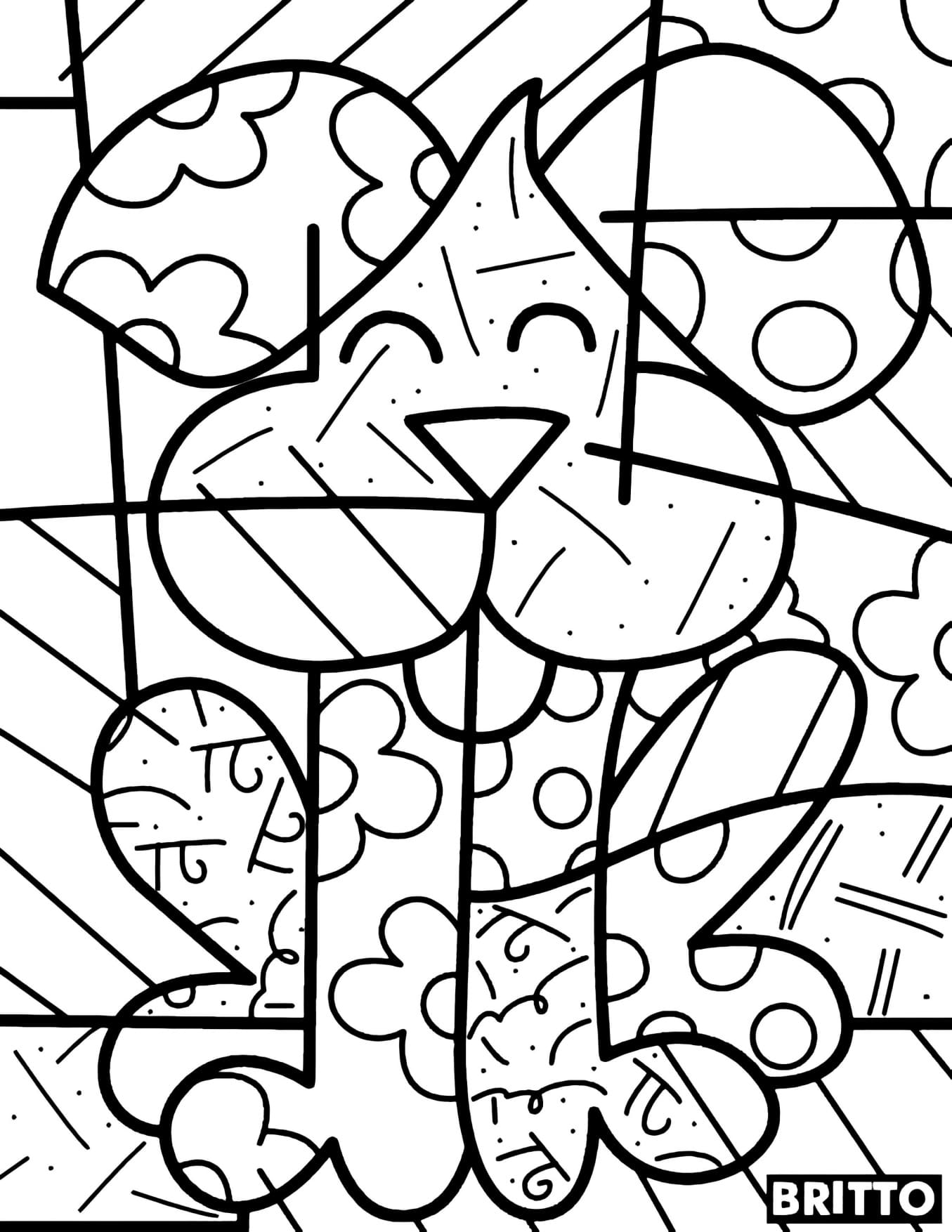 Romero Britto Dog Desenho Para Colorir e Pintar PDF