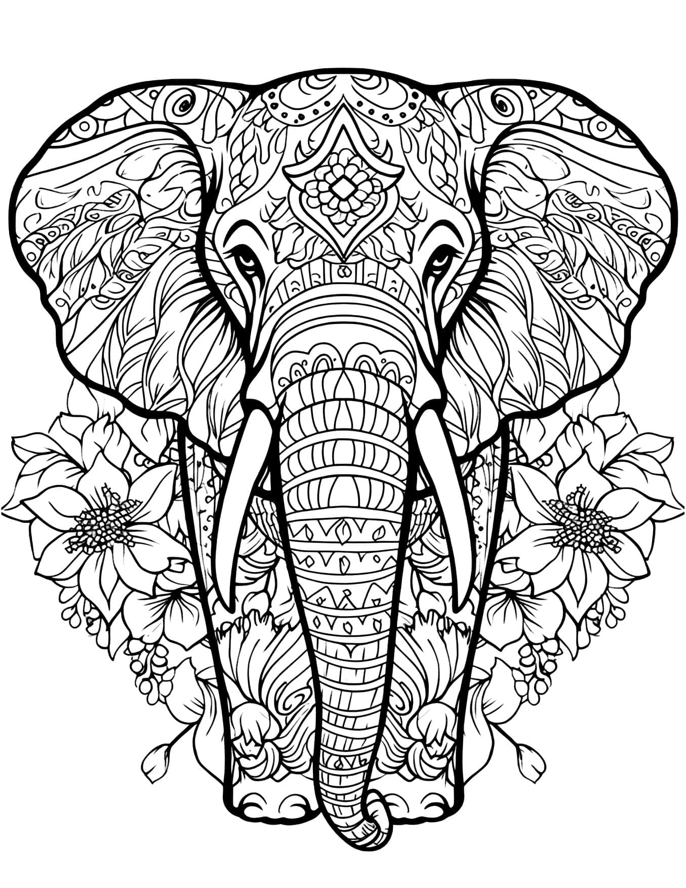 Elefante Mandala Animal Para Colorir Imprimir PDF