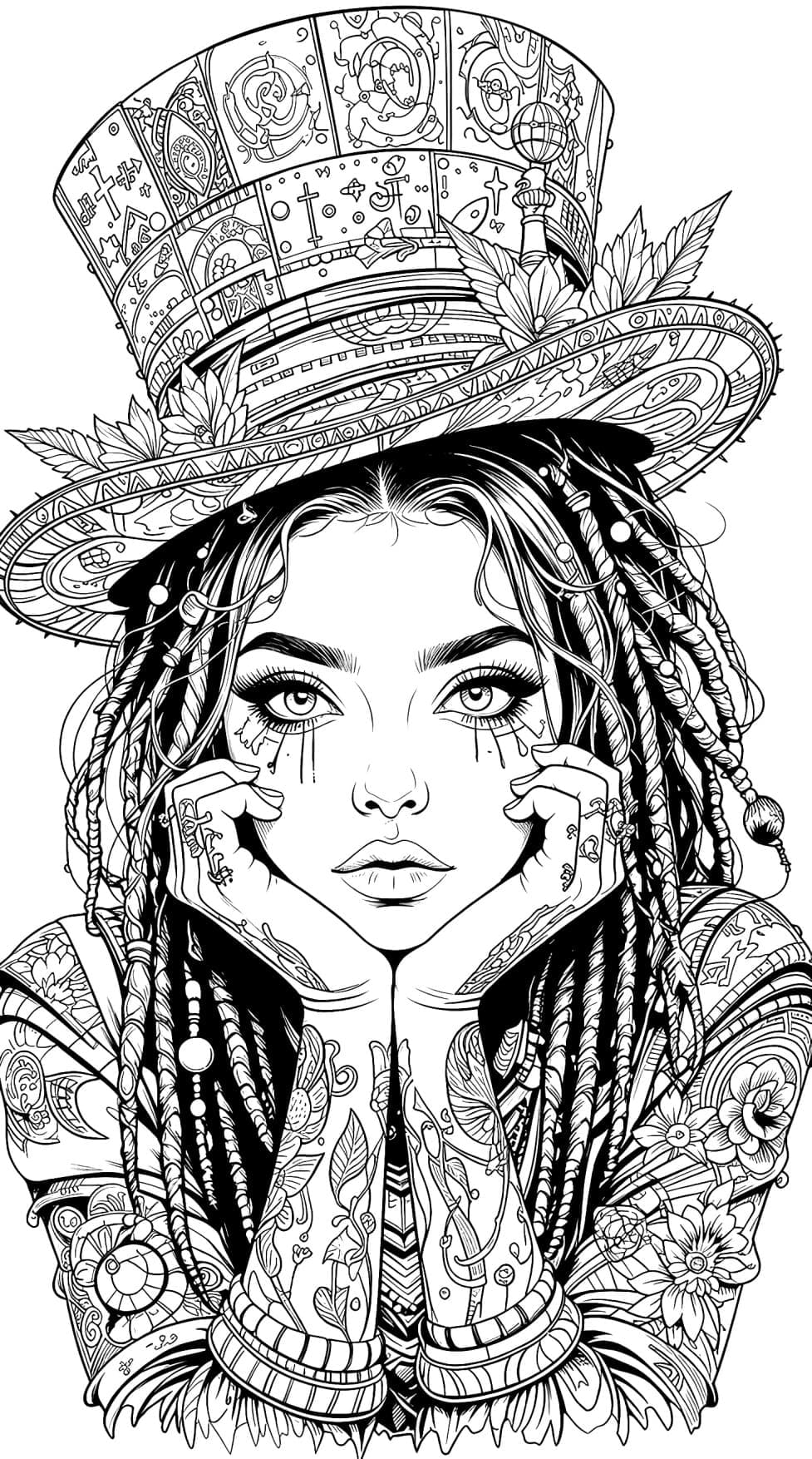 Desenho Linda Mulher Fantasy Para Colorir Imprimir PDF