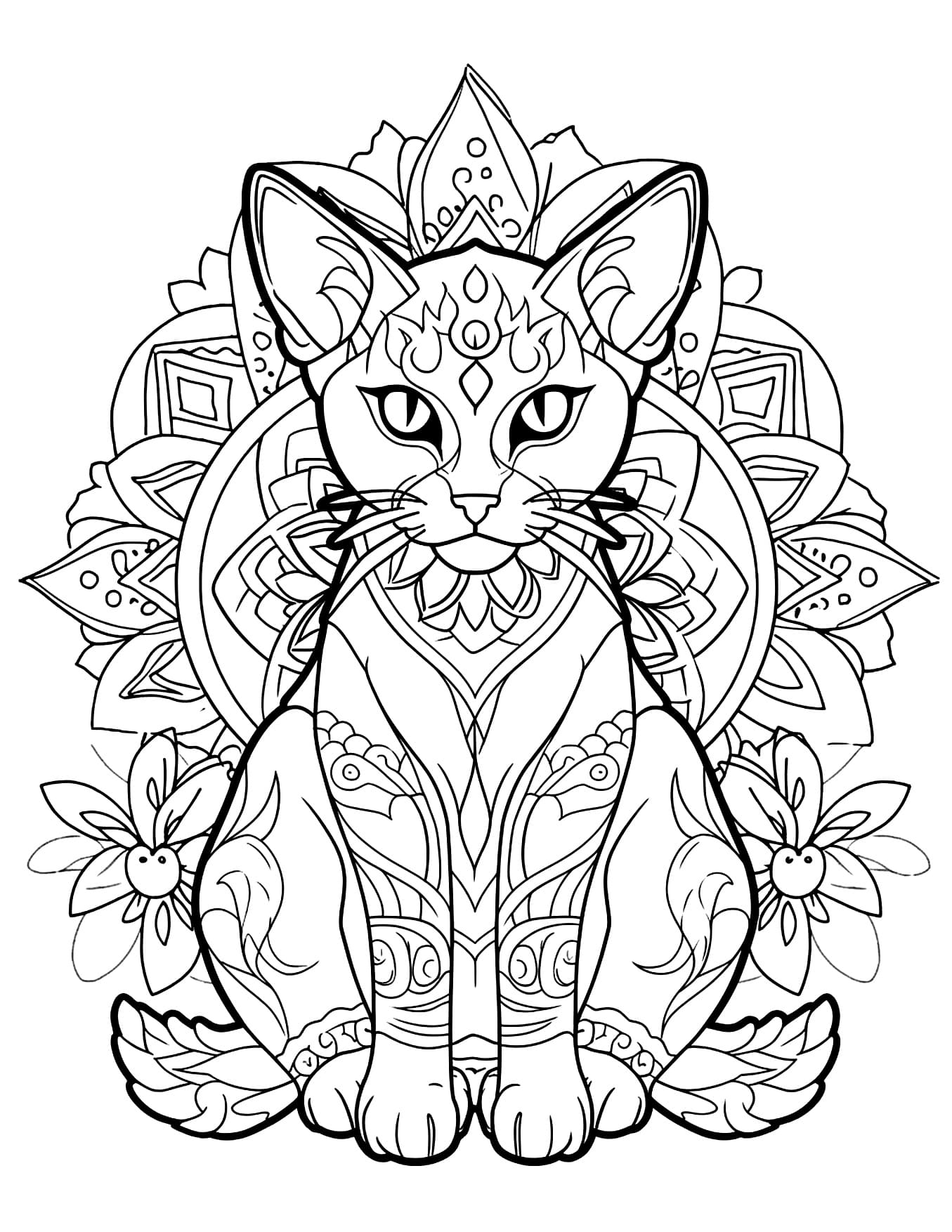 Gato Mandala Animal Para Colorir Imprimir PDF