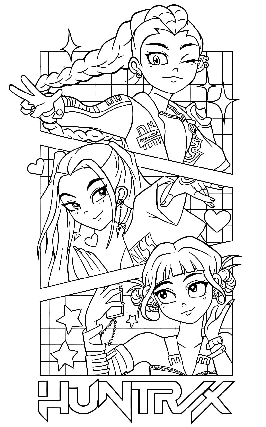 Desenho Guerreiras do Kpop Para Colorir Imprimir PDF