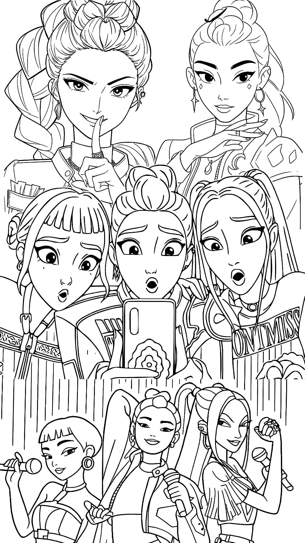 Desenho Guerreiras do Kpop Para Colorir Imprimir PDF