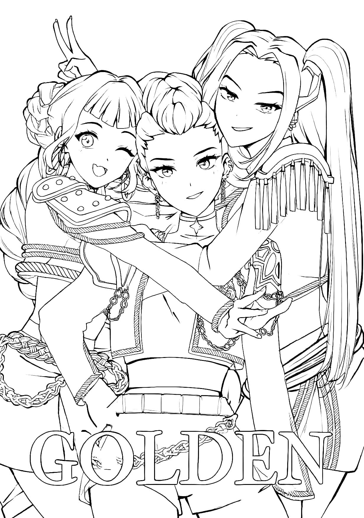 Desenho Guerreiras do Kpop Para Colorir Imprimir PDF
