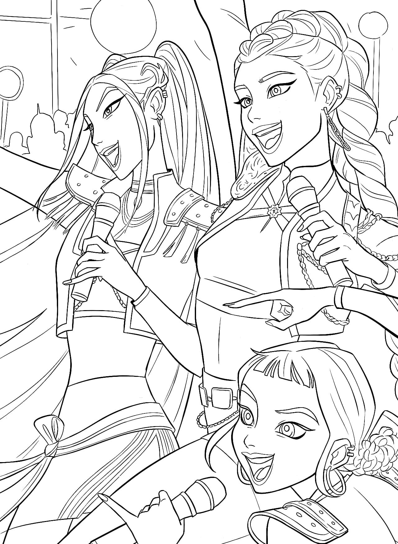 Desenho Guerreiras do Kpop Para Colorir Imprimir PDF