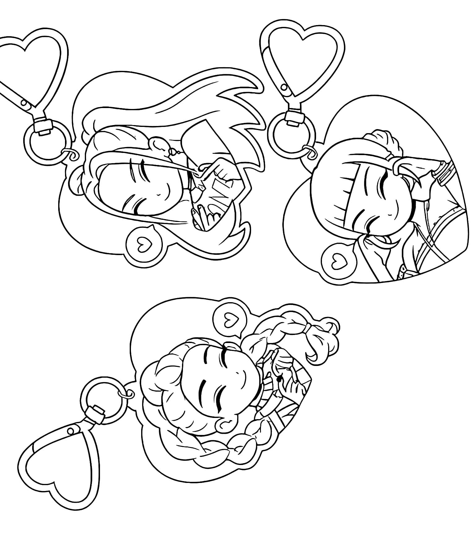 Guerreiras do Kpop Para Colorir Chaveiro Imprimir PDF