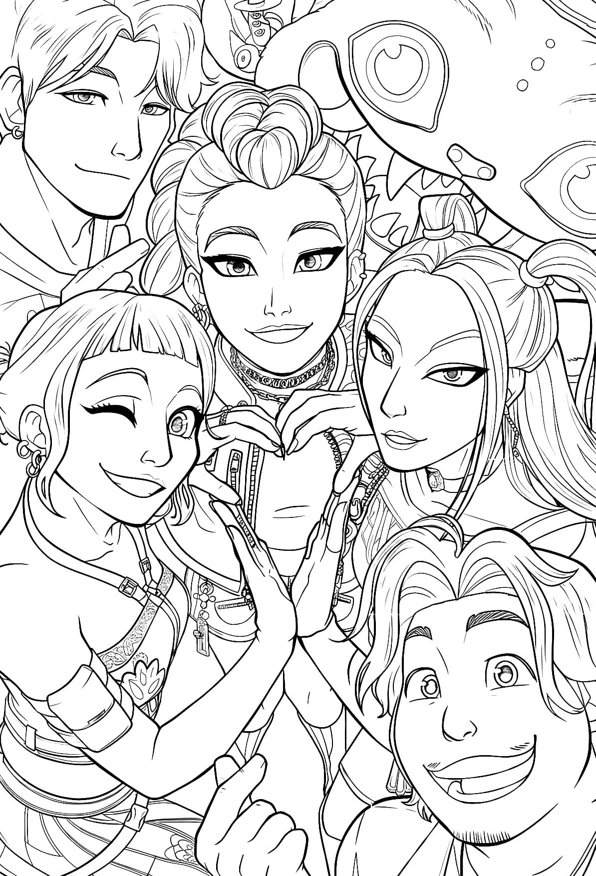 Guerreiras do Kpop Para Colorir e Saja Boys Imprimir PDF