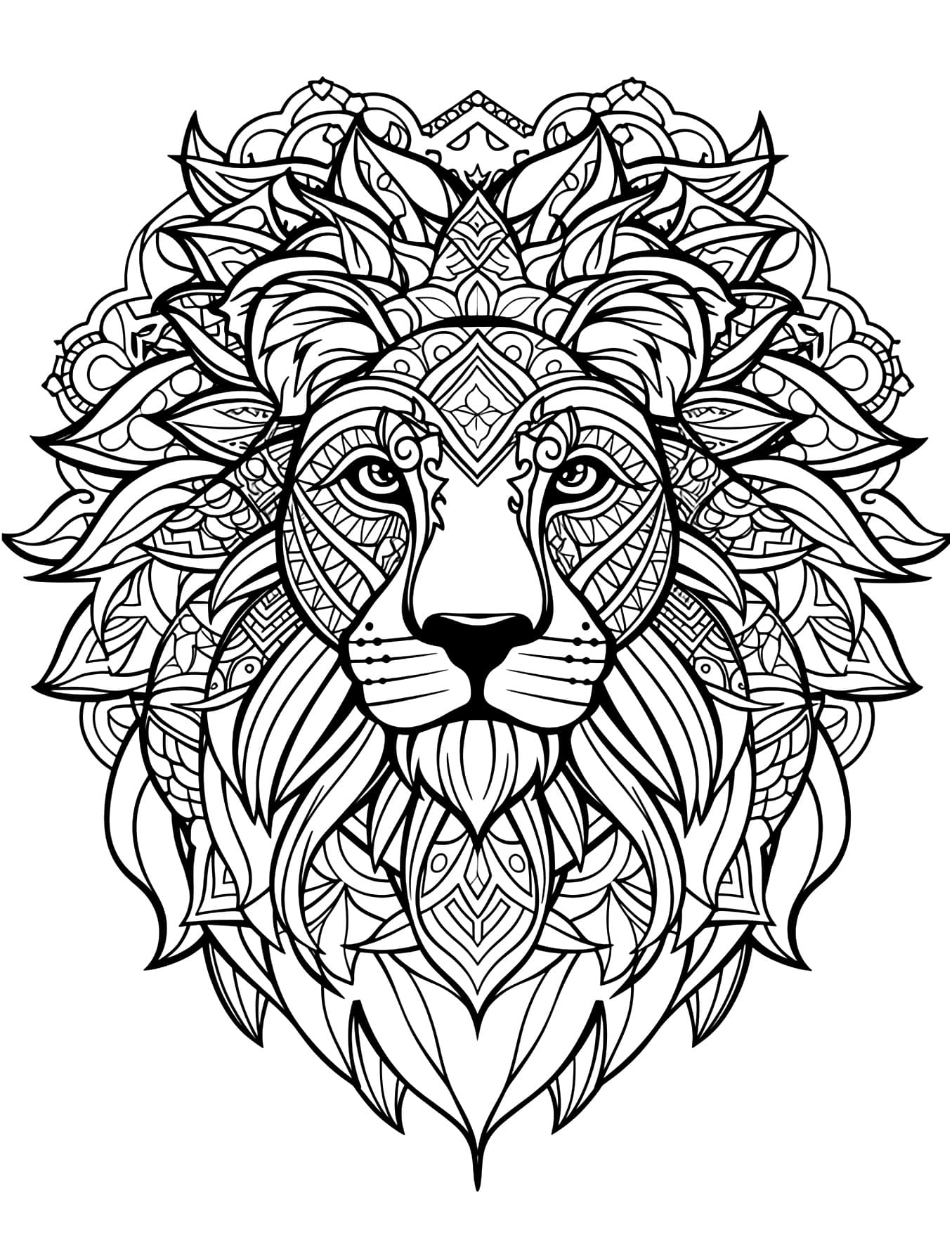 Leão Mandala Animal Para Colorir Imprimir PDF