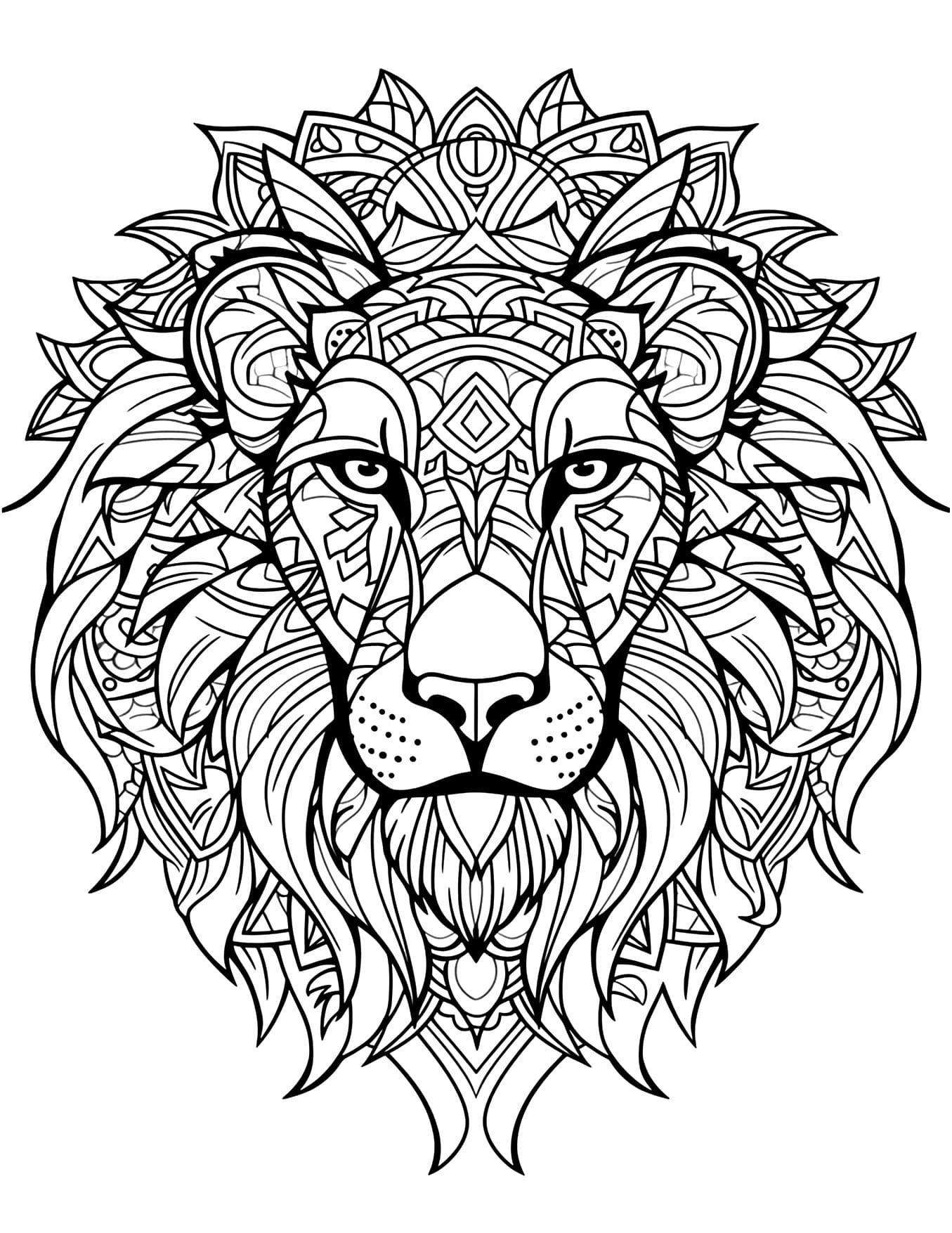 Leão Mandala Animal Para Colorir Imprimir PDF