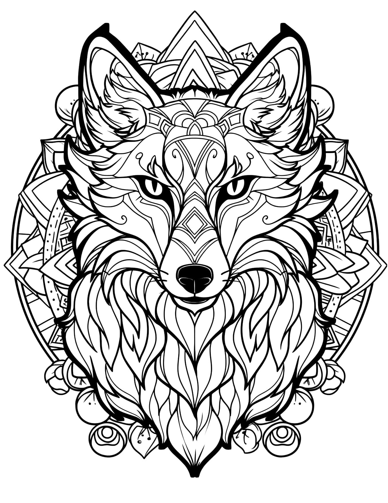 Lobo Mandala Animal Para Colorir Imprimir PDF