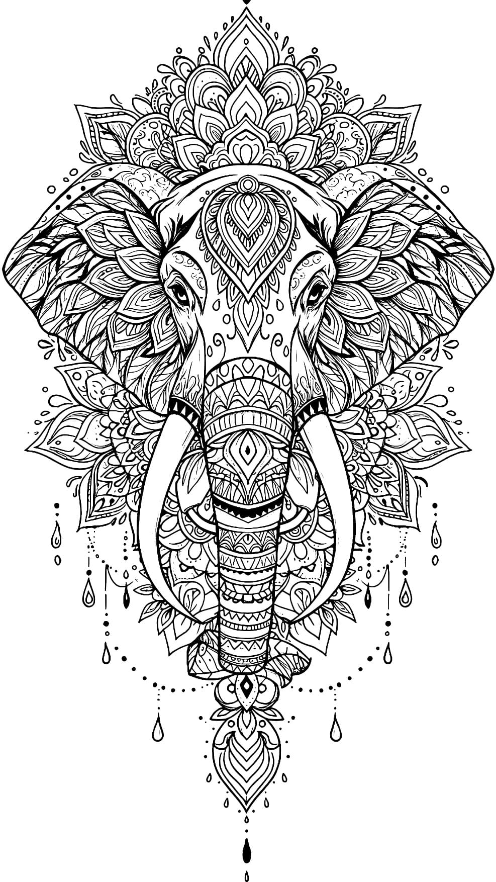Desenho Elefante Mandala Animal Para Colorir Imprimir PDF