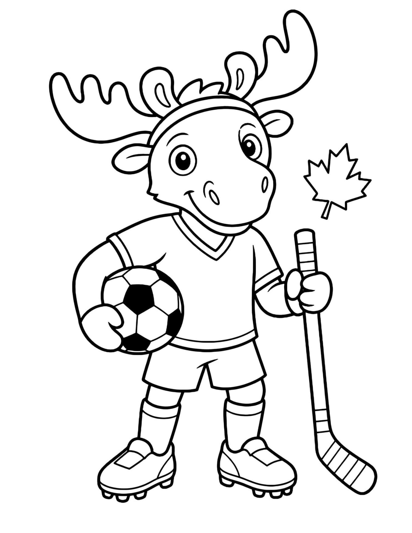 Maple Mascote do Canadá Copa 2026 Para Colorir Imprimir PDF
