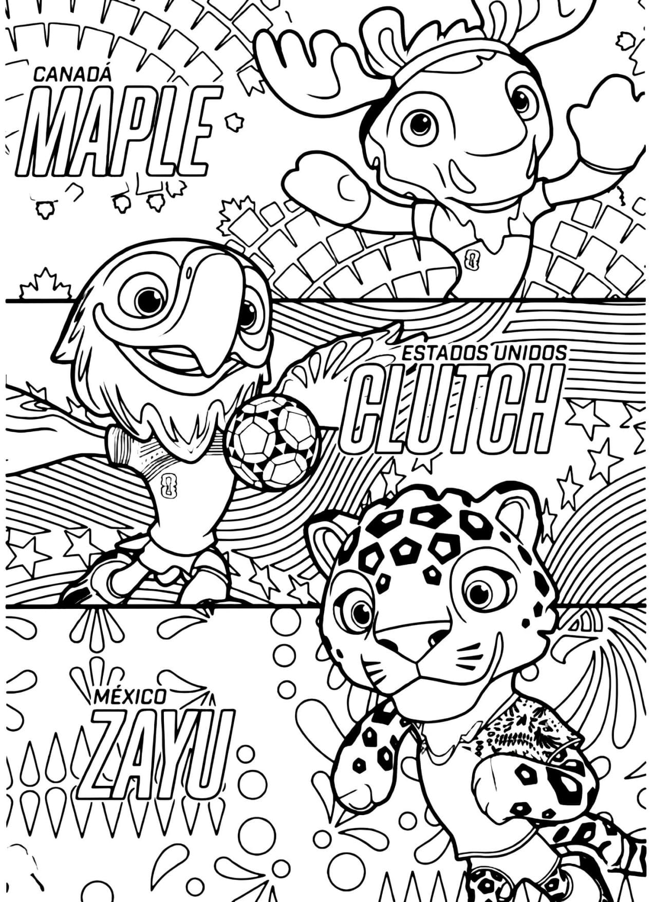 Mascotes da Copa 2026 Para Colorir Imprimir PDF