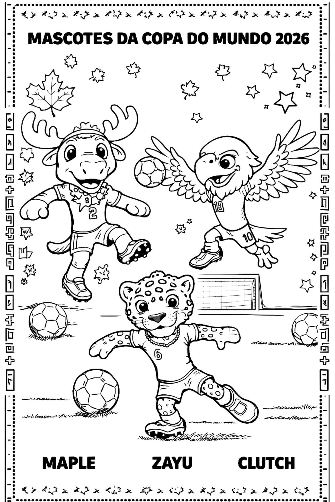 Mascotes da Copa 2026 Para Colorir Imprimir PDF