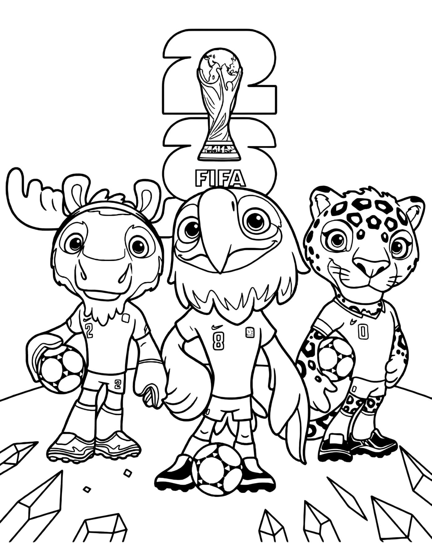 Mascotes da Copa 2026 Para Colorir Imprimir PDF