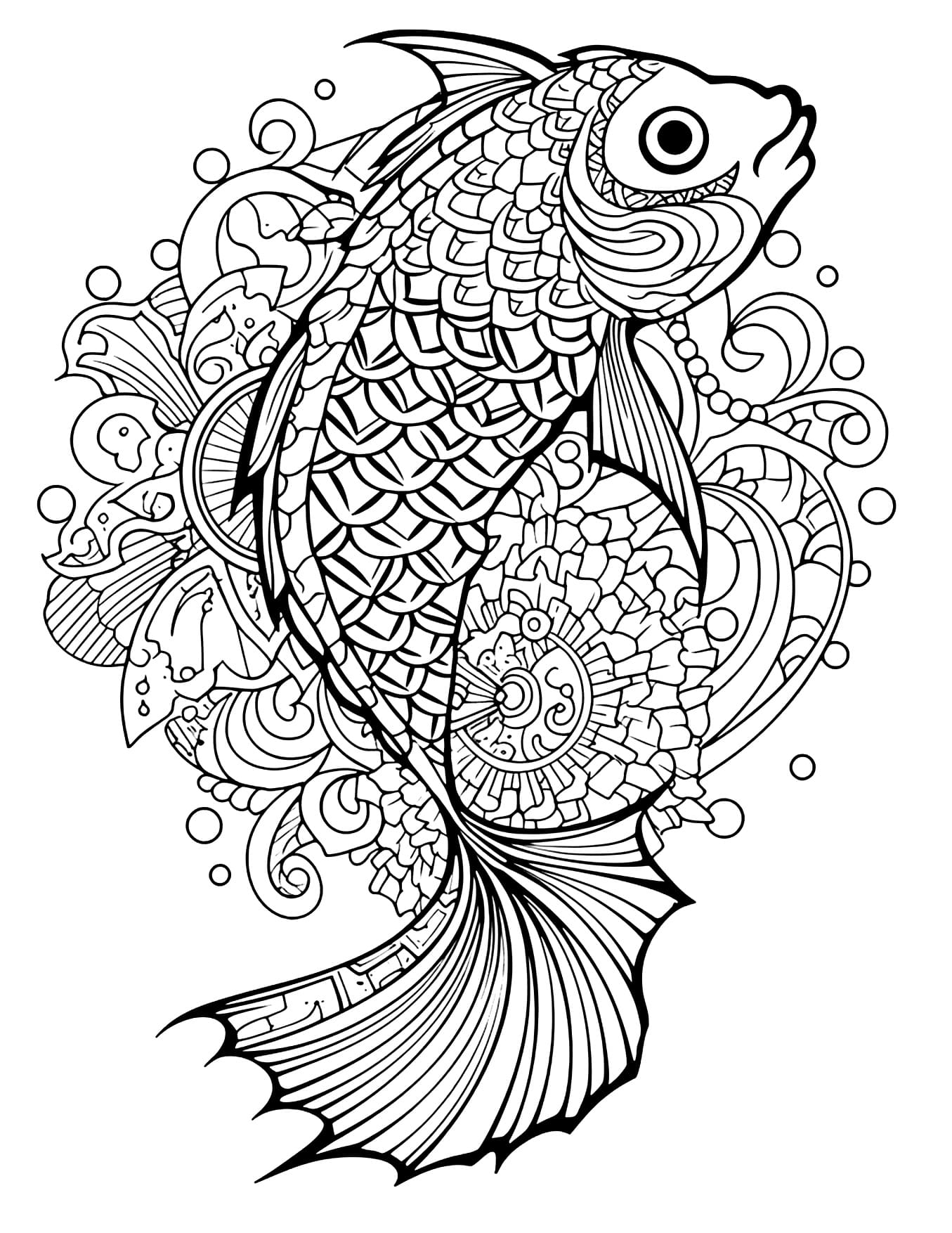 Peixe Mandala Animal Para Colorir Imprimir PDF