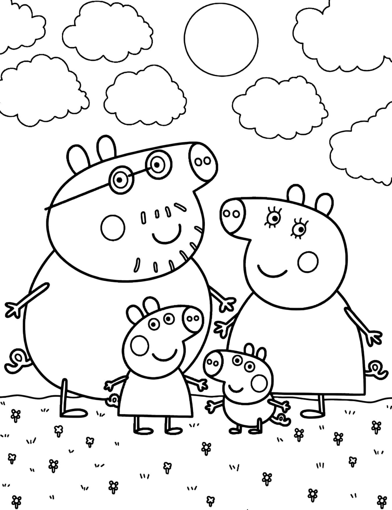 Família Pig Desenho Para Colorir Infantil Imprimir PDF
