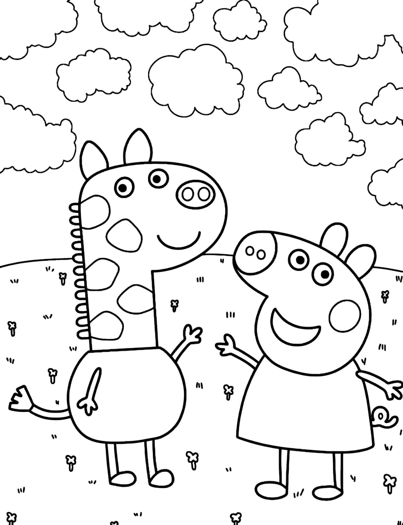 Gerald e Peppa Pig Para Colorir Infantil - Imprimir PDF