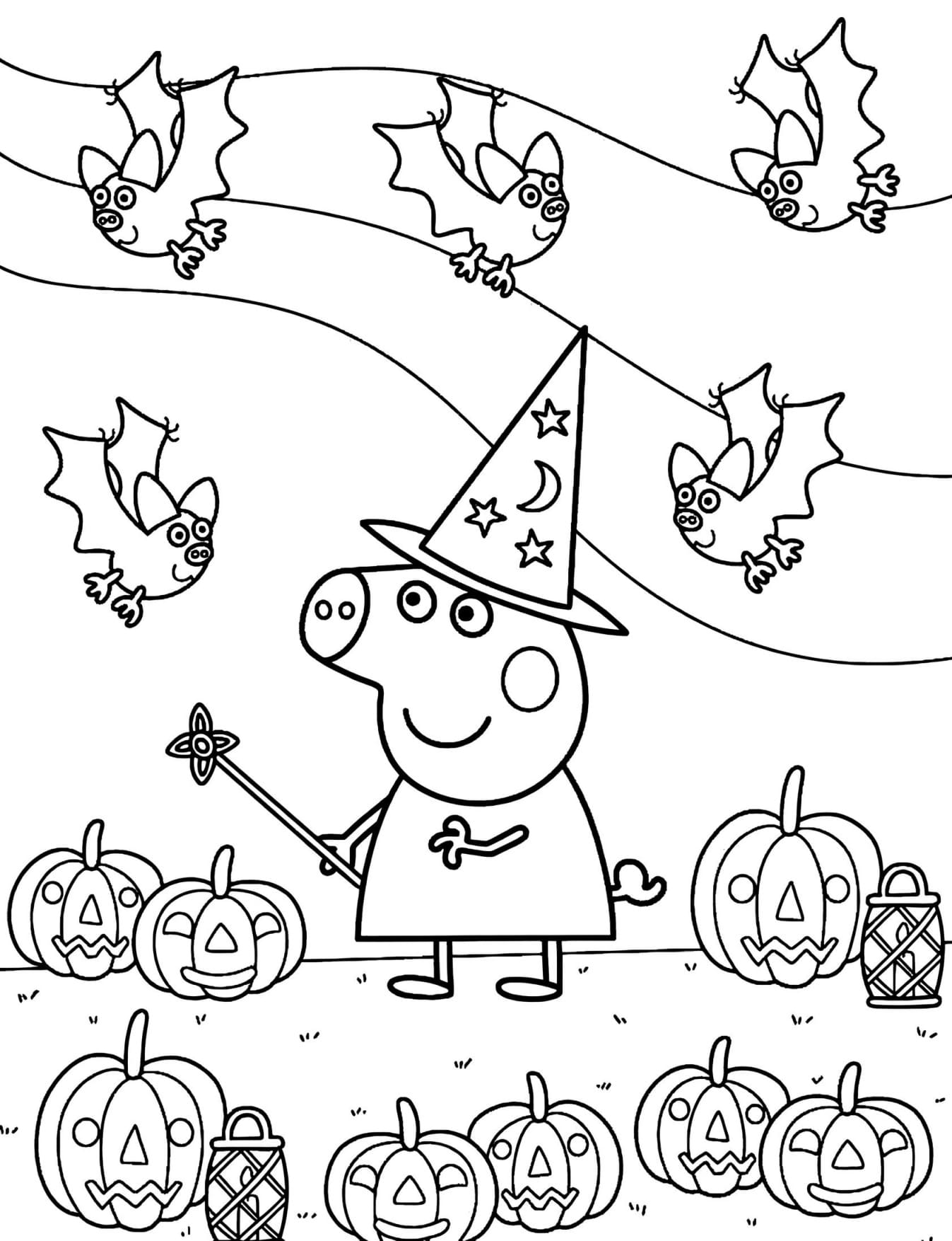 Peppa Pig Desenho Halloween Colorir Imprimir PDF