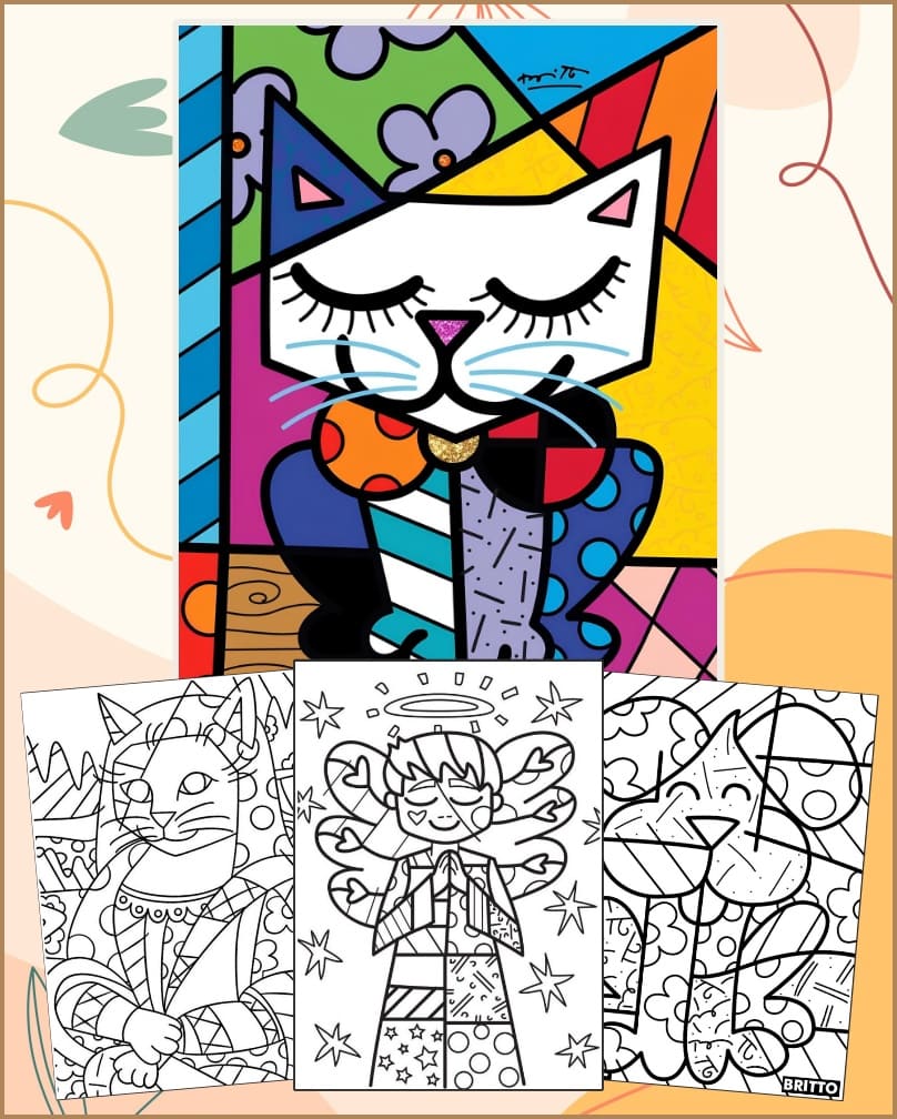 Desenhos Pinturas Romero Britto Para Colorir Imprimir PDF